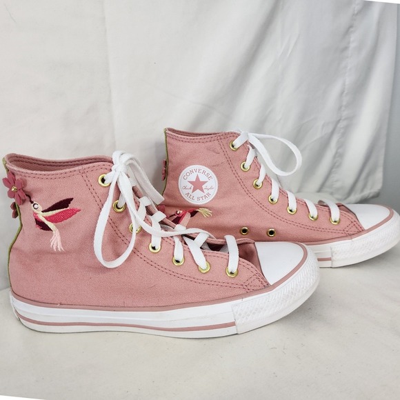 Converse Other - Converse Chuck Taylor All Star Hi Pink Hummingbird Flower Sneakers